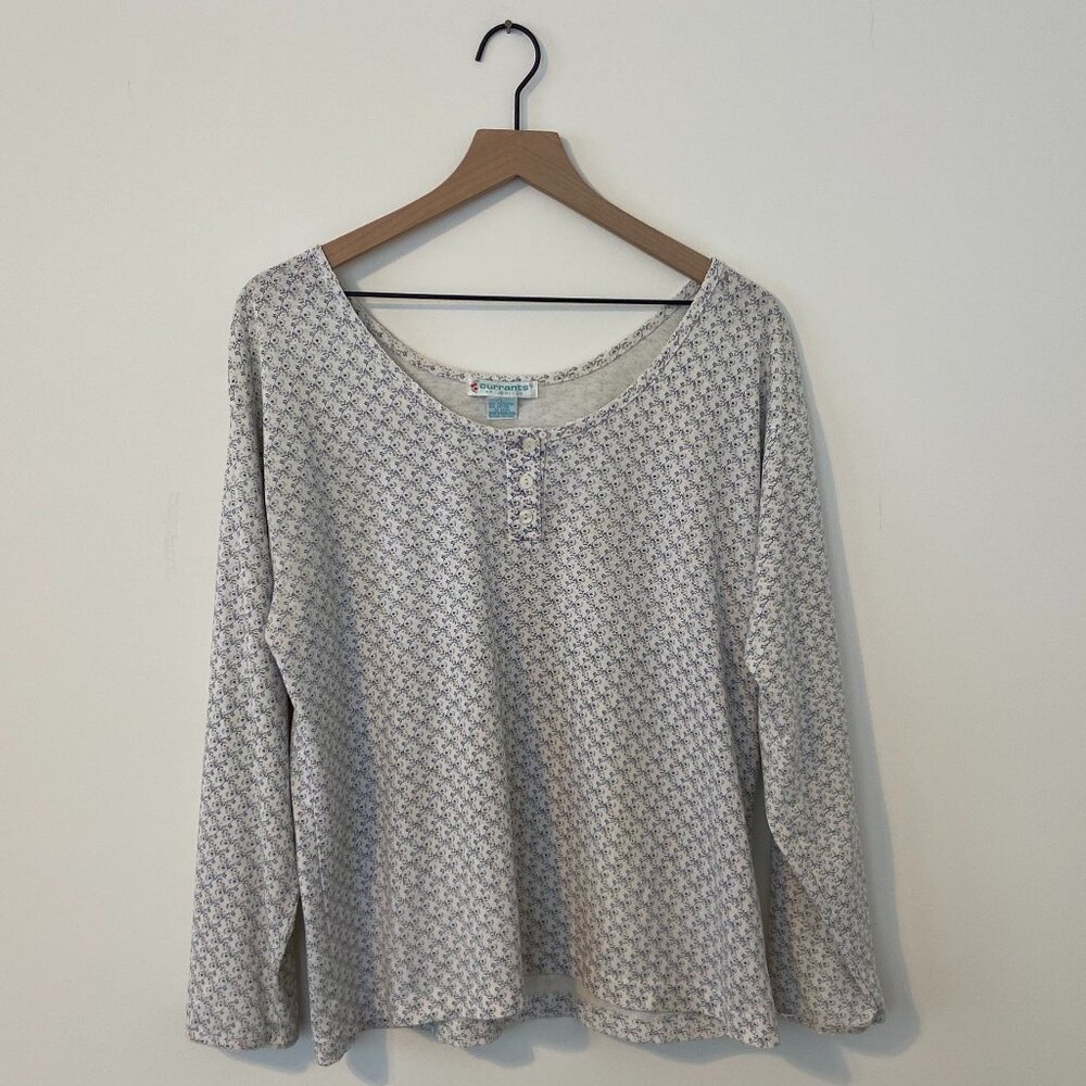 Currants by Jeri-Jo (L) Wide Neck Floral Long Sleeve Tee